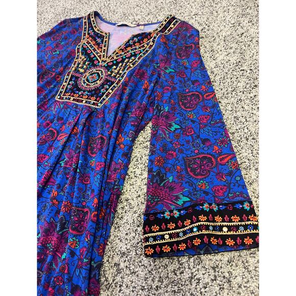 Soft Surroundings Tamuri‎ Tunic, Women's XS Beaded Vibrant Hippie Boho Fun - Picture 5 of 13